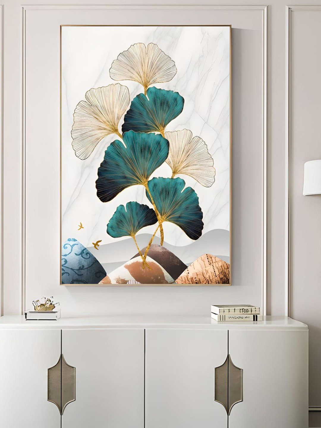 THE HANDMADE FLAIR White & Green Magical Nordic Printed Framed Wall Art