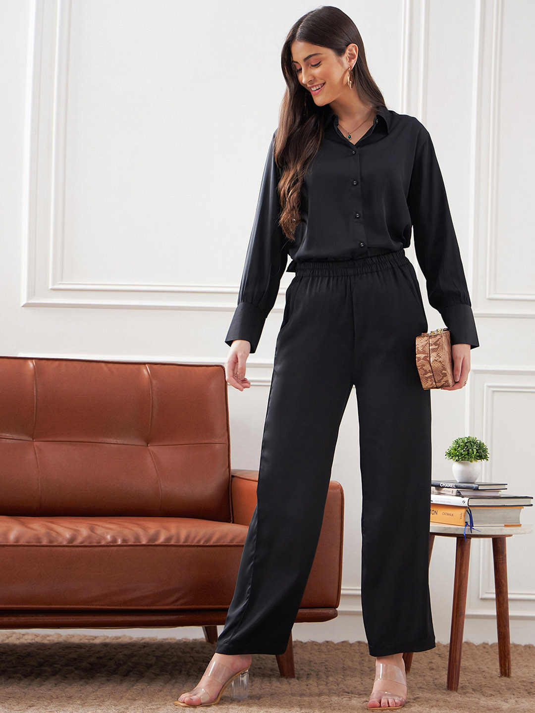 SASSAFRAS alt-laze Satin Full Sleeve Shirt With Trousers Co-Ords Set