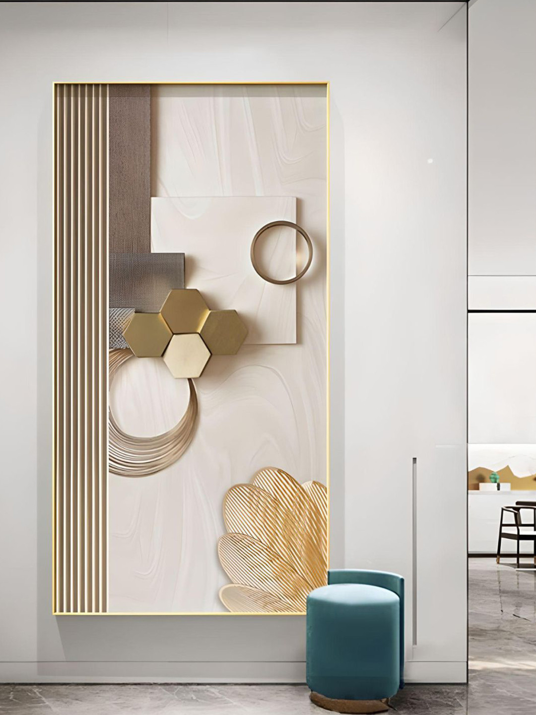 THE HANDMADE FLAIR Brown & White Minimalist Painting Wall Art