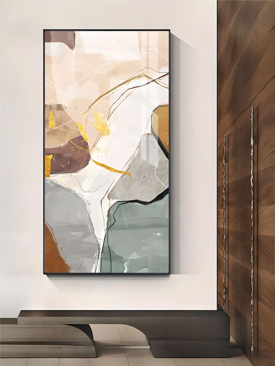 THE HANDMADE FLAIR Crystal Porcelain Canvas Wall Rectangle Paintings Wall Art -40 x 70 In