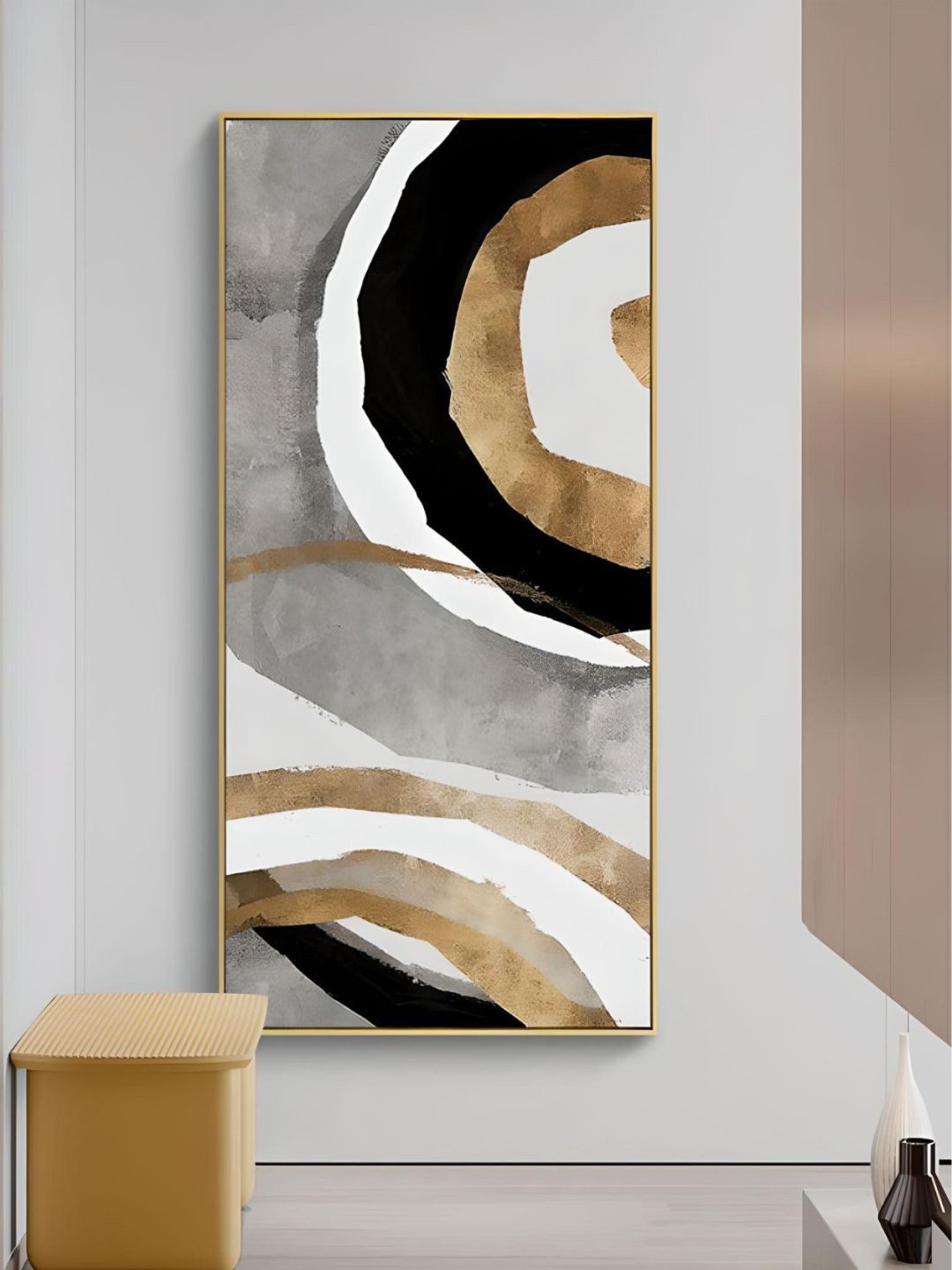 THE HANDMADE FLAIR Crystal Porcelain Black Abstract Elements Nordic Wall Art