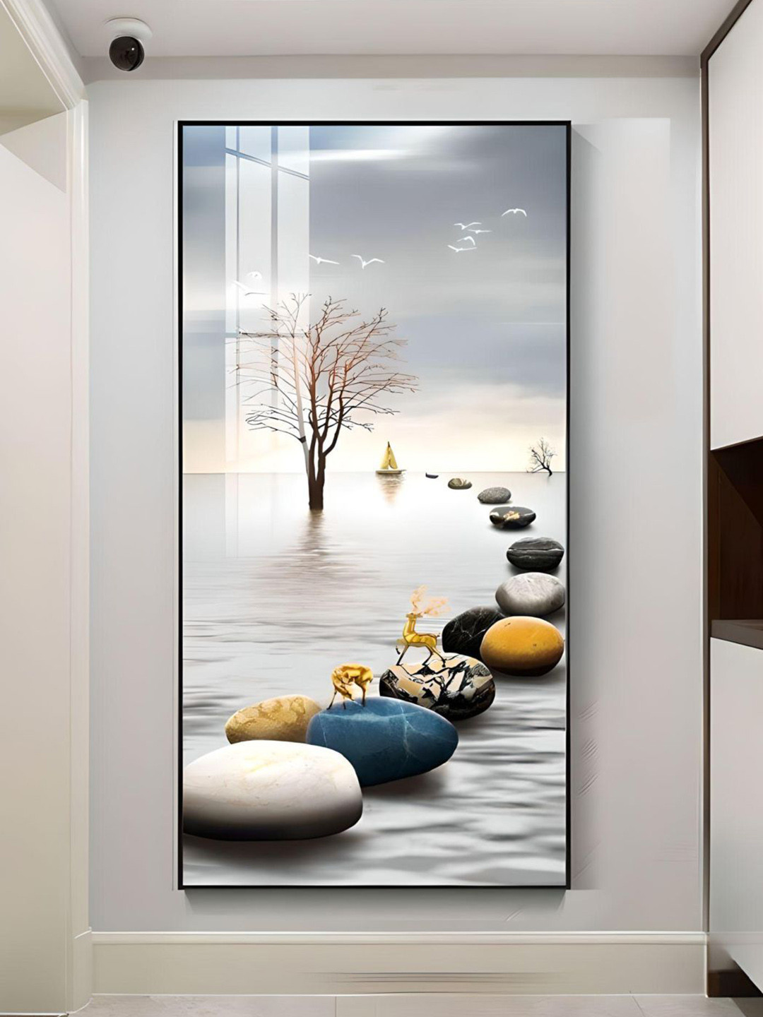 THE HANDMADE FLAIR Circle Of Light Canvas Wall Rectangle Paintings Wall Art -40 x 80 In