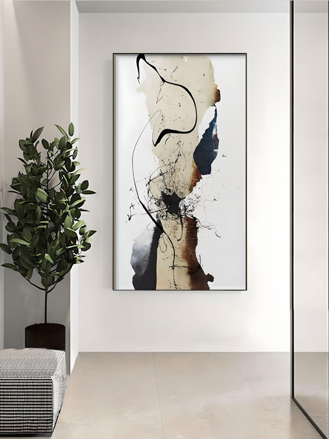 THE HANDMADE FLAIR Neutral Colors Canvas Wall Rectangle Paintings Wall Art -40 x 50 In