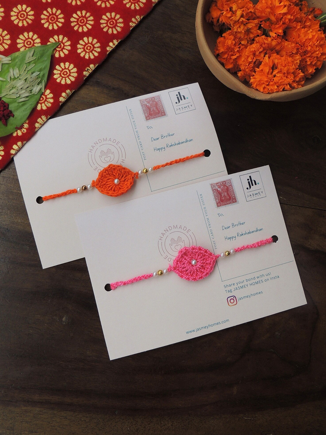 JASMEY HOMES Set Of 2 Beaded Ashoka Rakhi