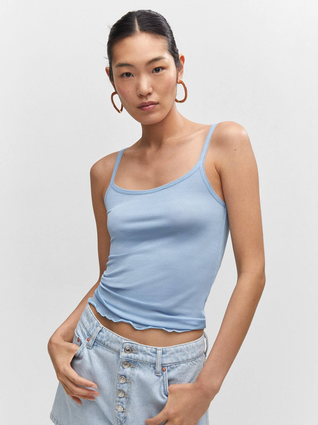 MANGO Ribbed Cropped Top