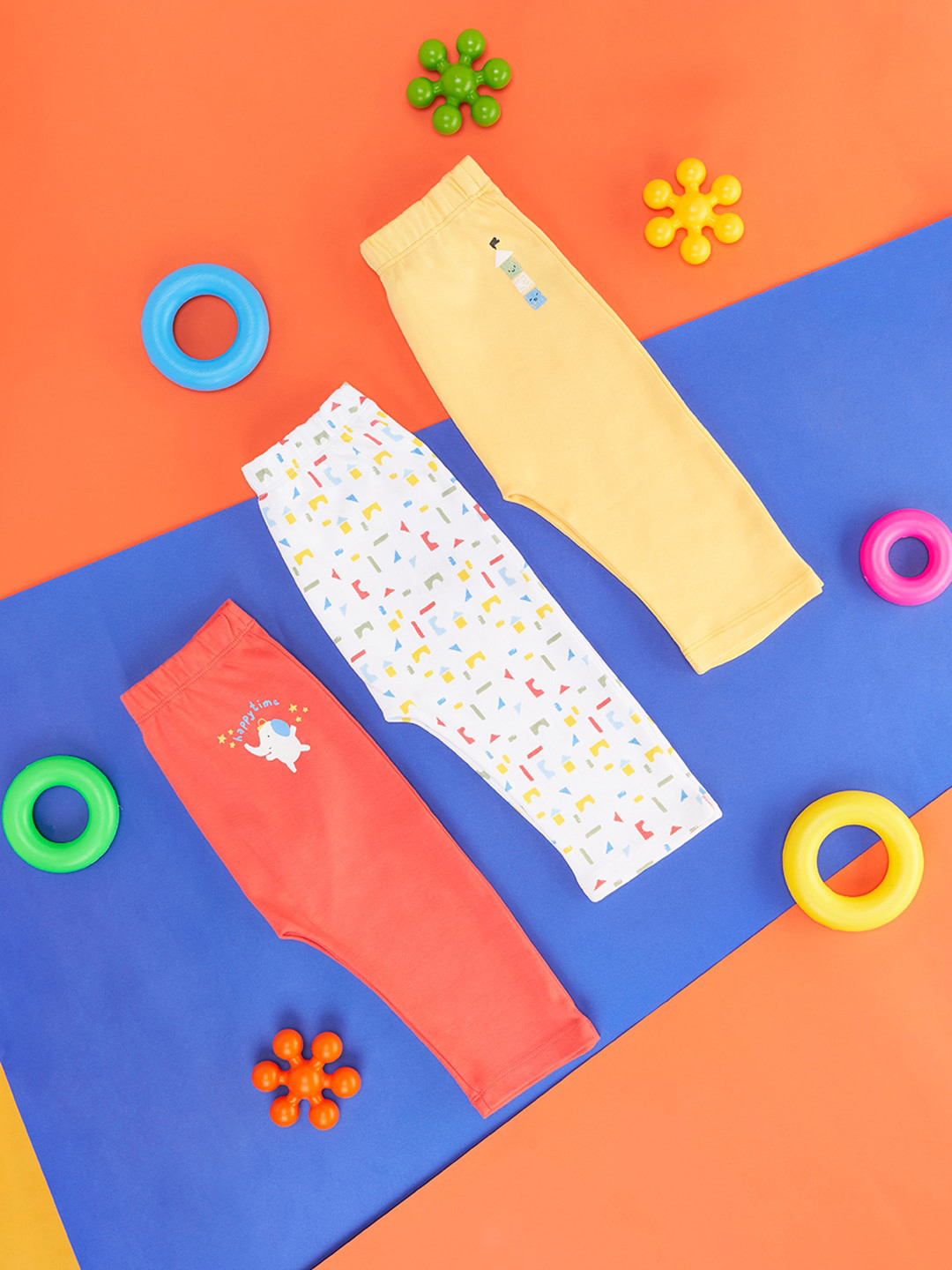Pantaloons Baby Infants Boys Pack of 3 Geometric Printed Cotton Track Pants