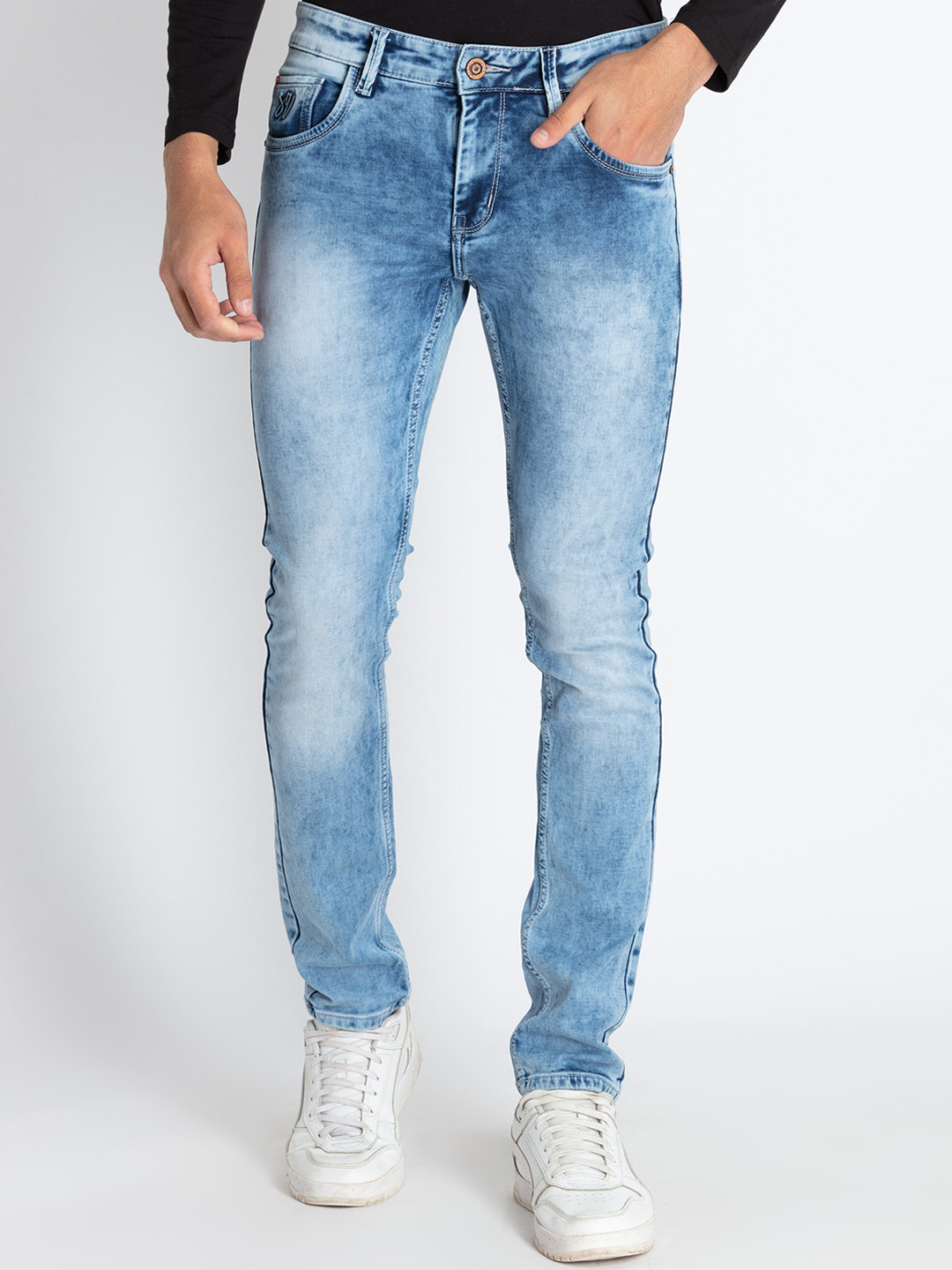 Status Quo Men Mid Rise Clean Look Heavy Fade Slim Fit Stretchable Jeans