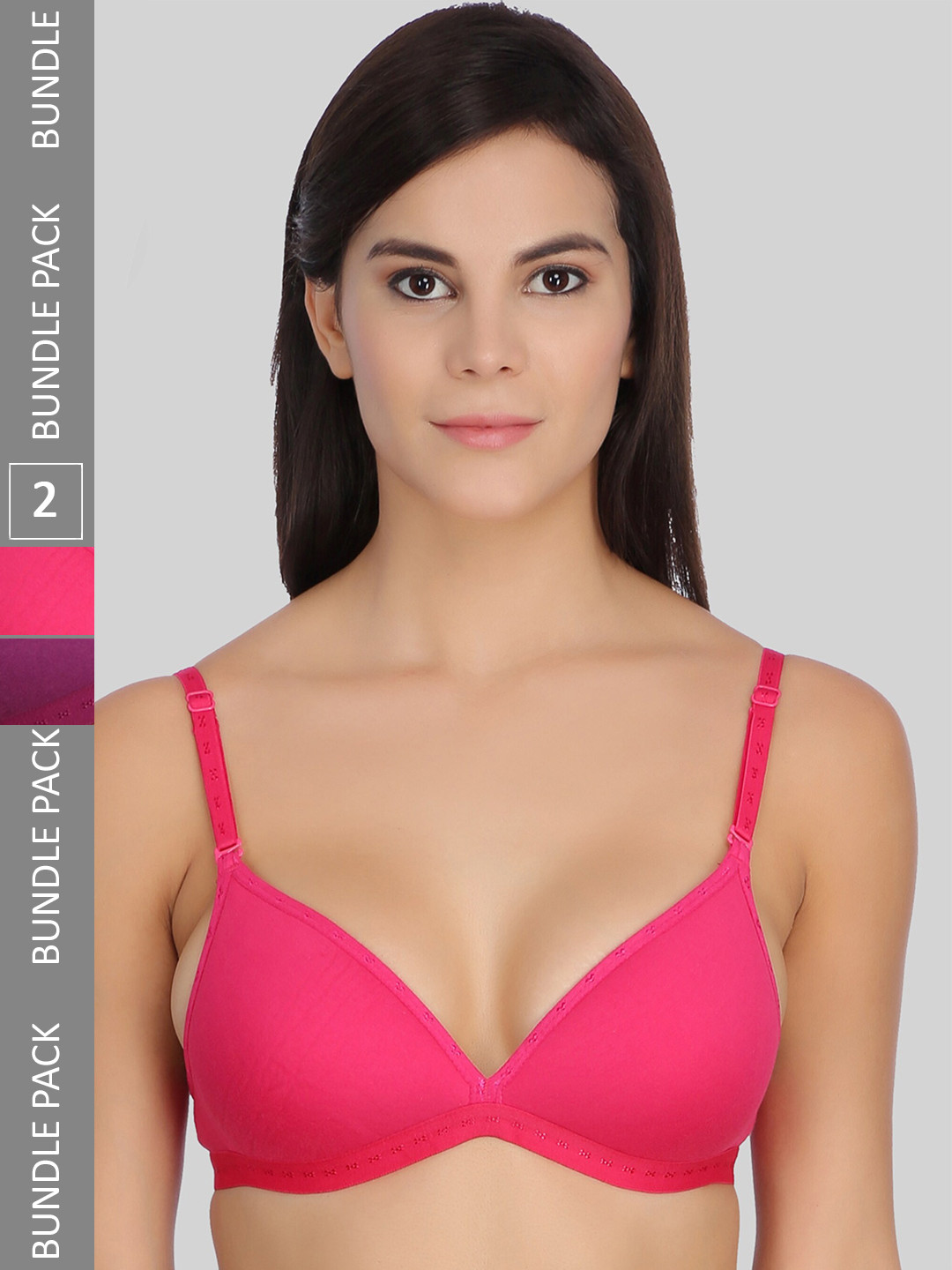 SELFCARE Pack Of 2 Full Coverage Lightly Padded Rapid-Dry Cotton Bra All Day Comfort