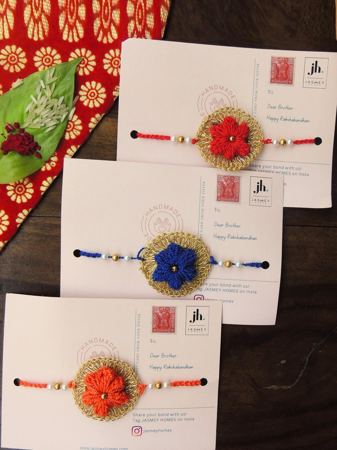 JASMEY HOMES Set 0f 3 Crocket Rakhi