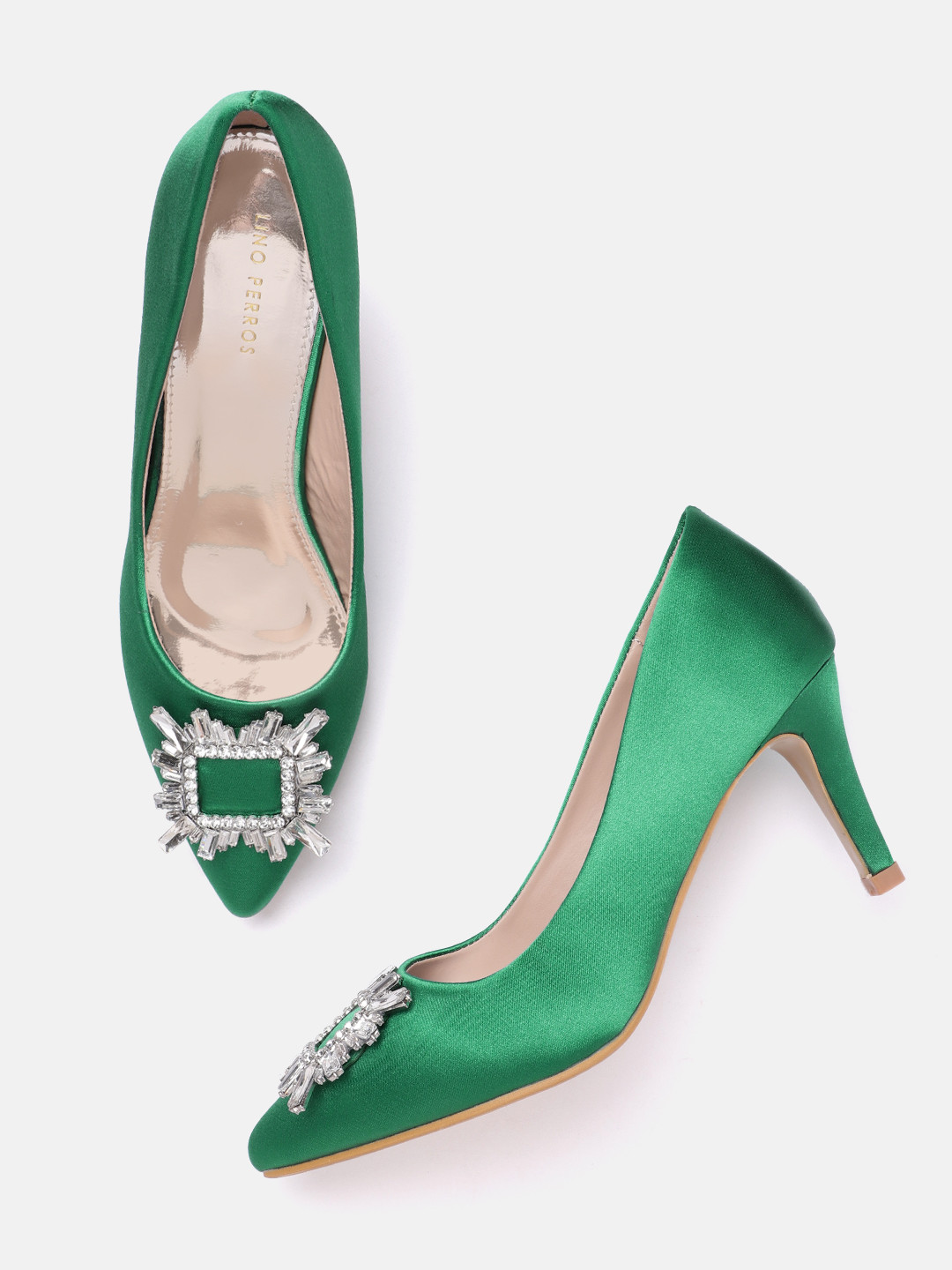 Lino Perros Faux Crystal Broach Stiletto Pumps