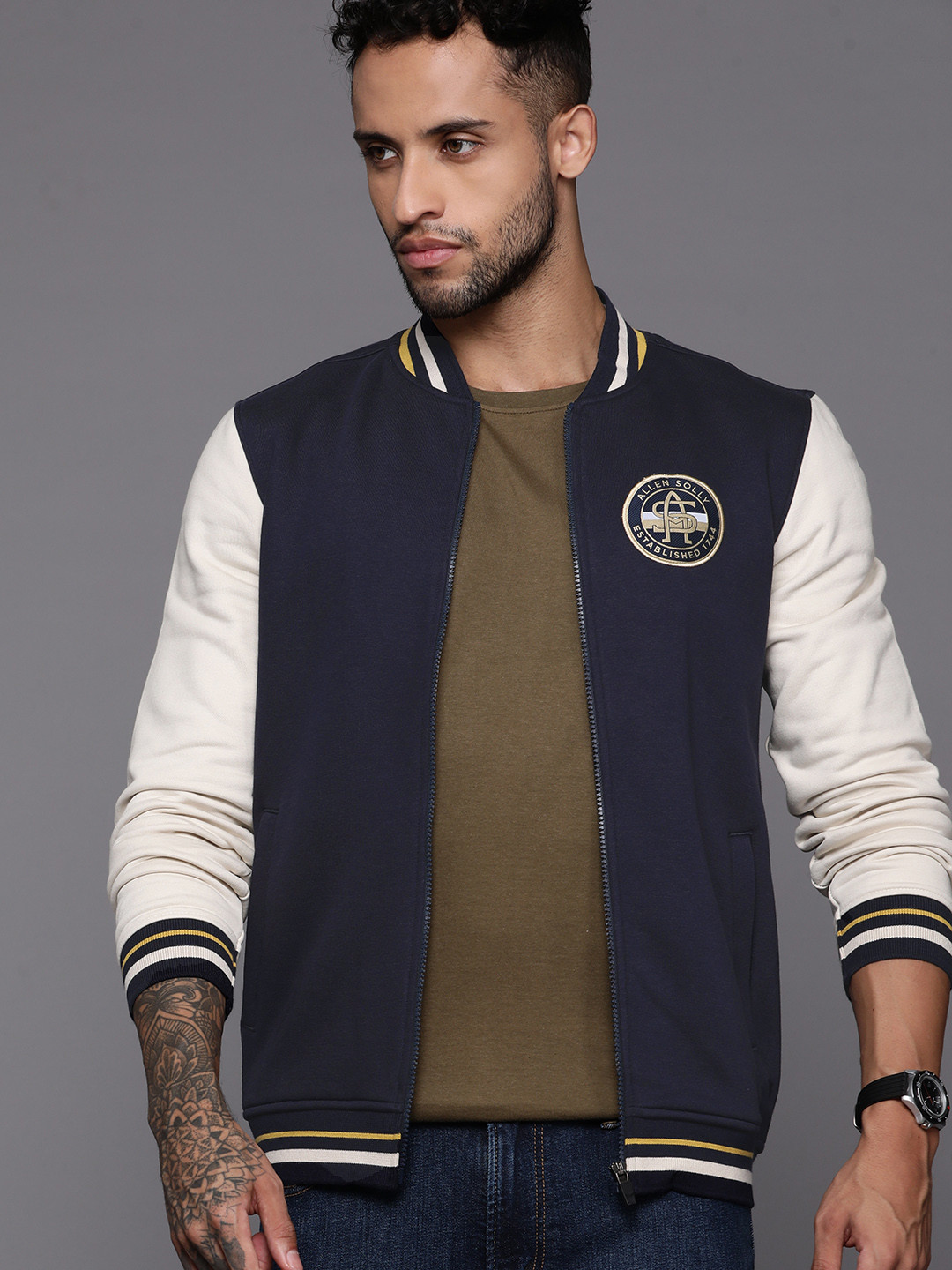 Allen Solly Embroidered Varsity Sweatshirt