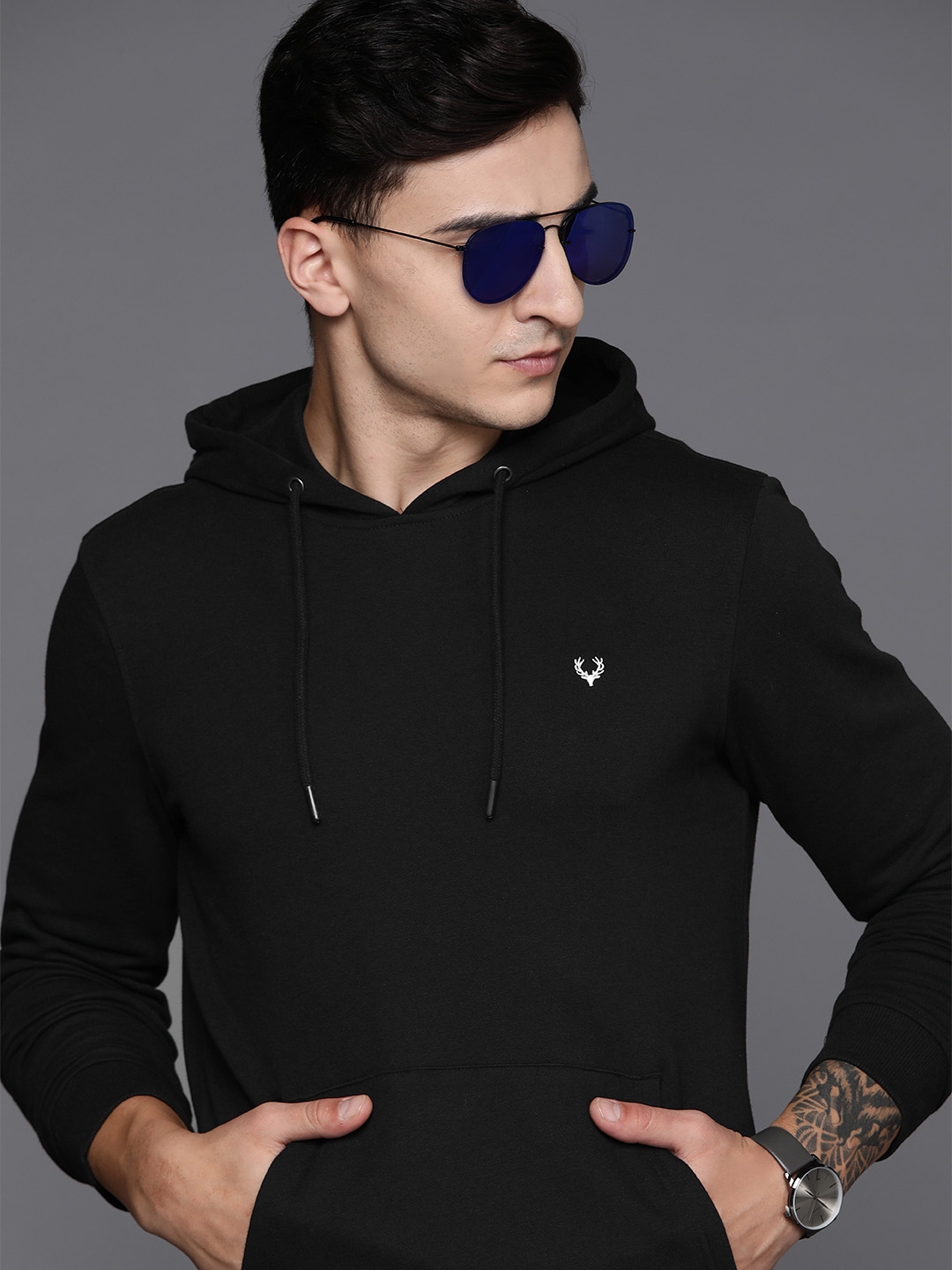 Buy Allen Solly Solid Hooded Sweatshirt Sweatshirts for Men 24094554 Myntra