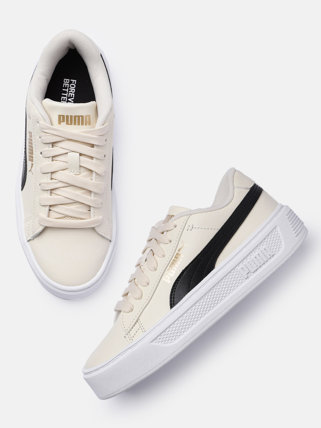 Puma Women Solid Smash Platform v3 Leather Sneakers
