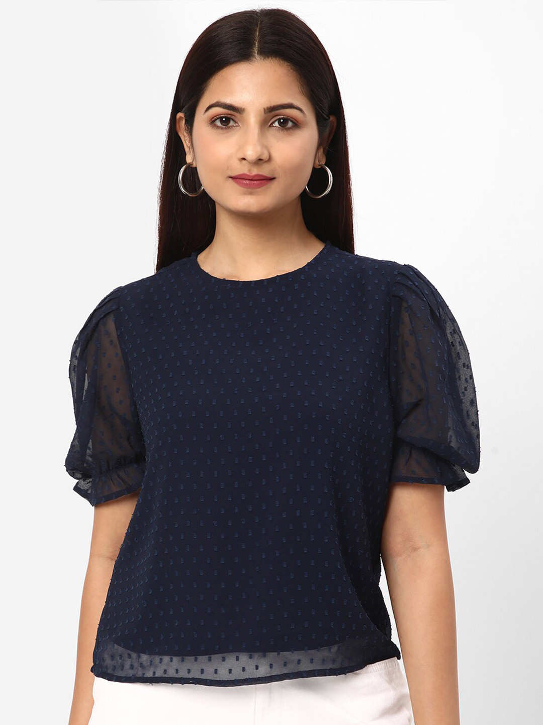 R&B Blue Geometric Print Top