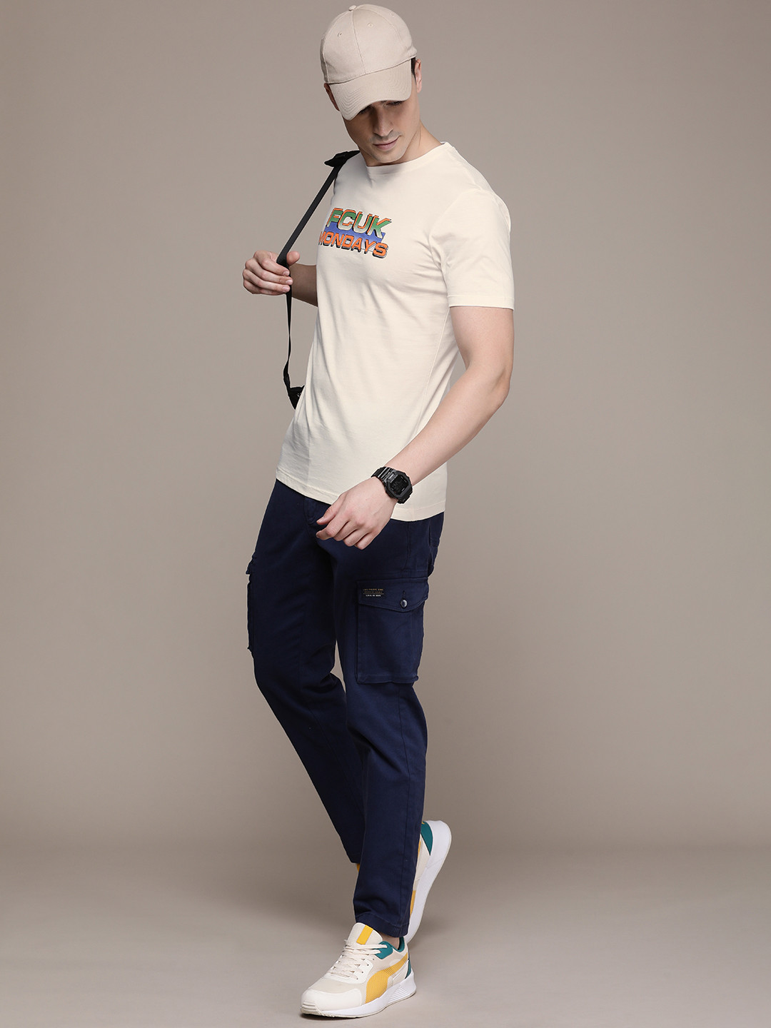 FCUK Brand Logo Printed Pure Cotton T-shirt
