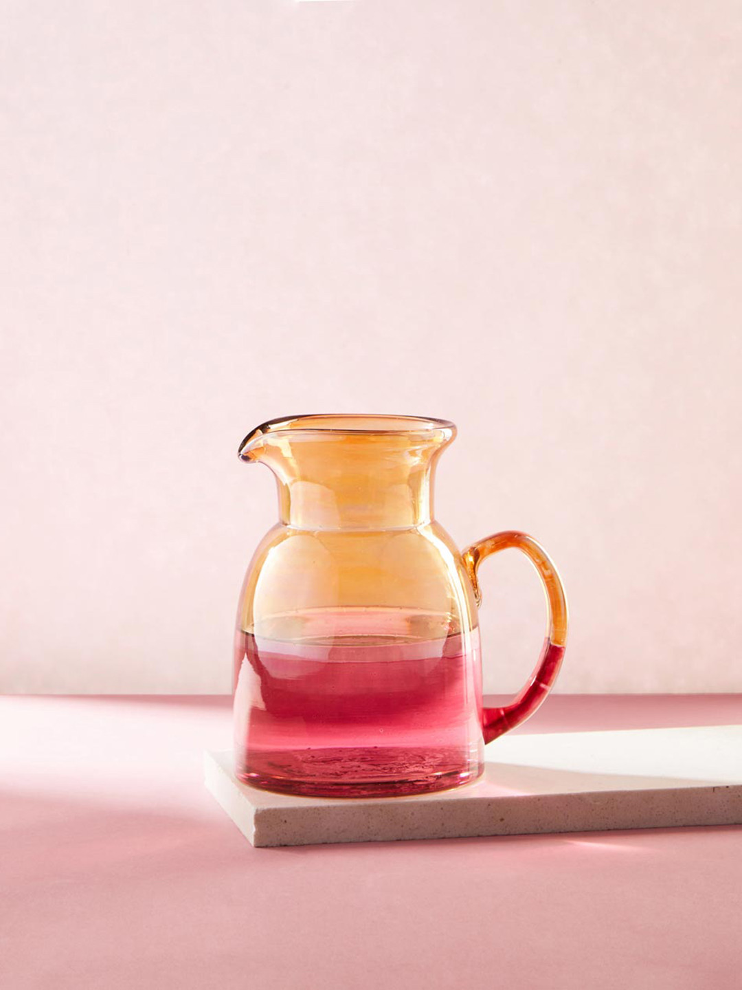 Fabindia Amber Ramya Orange & Red Glass Water Jug 900ml