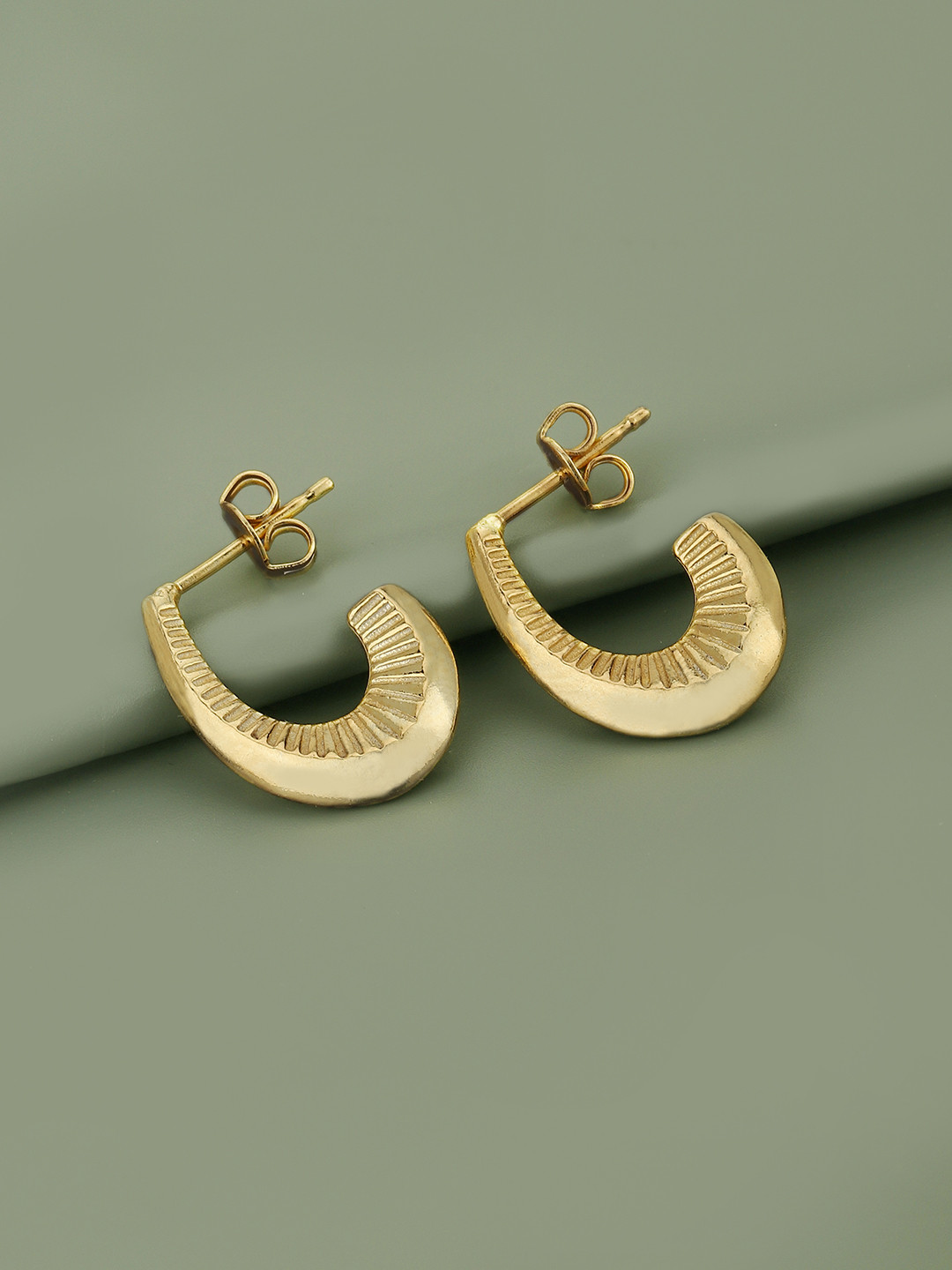 Carlton London 18Kt Gold Plated Crecent Half Hoop Earrings