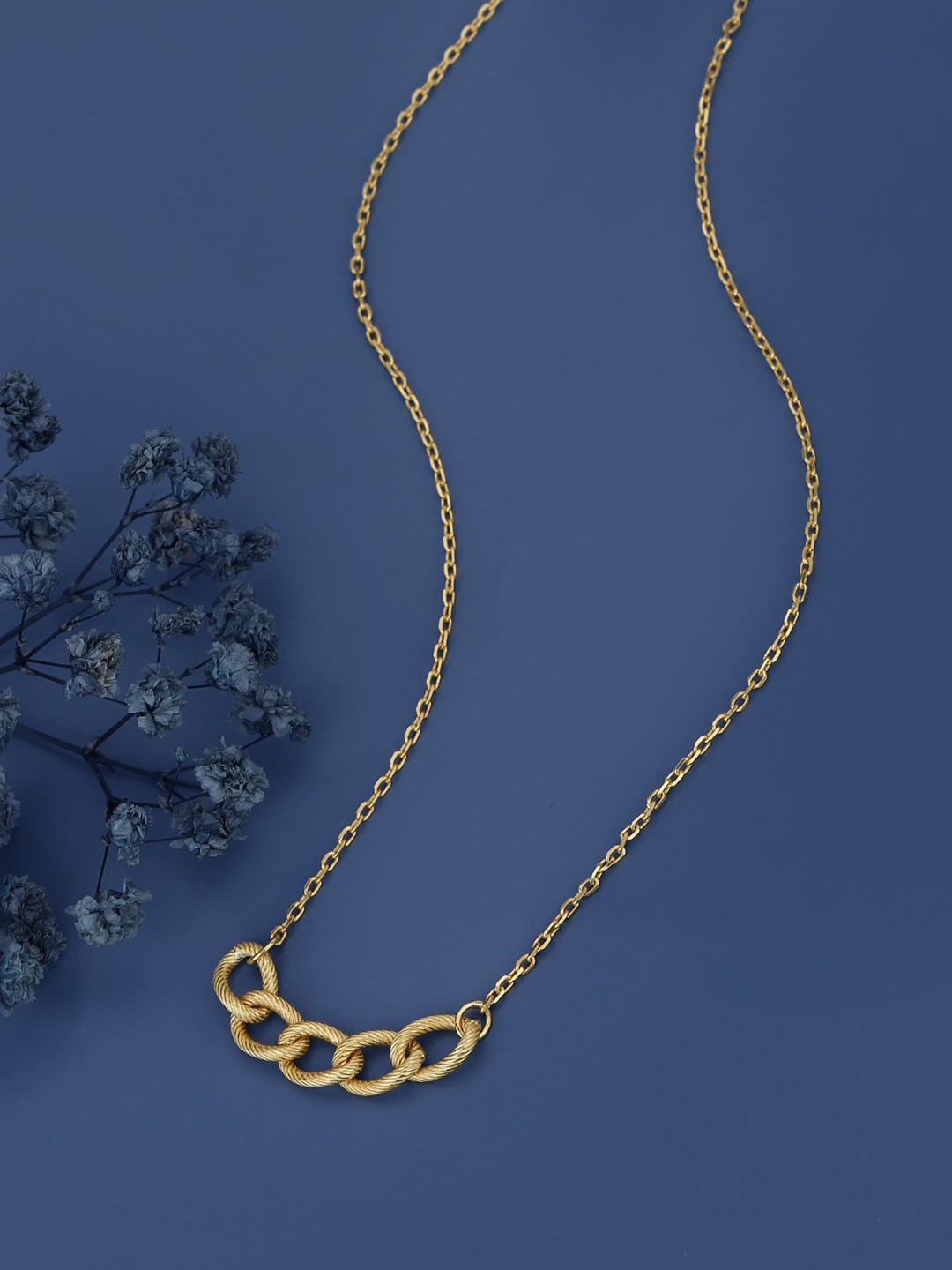 Carlton London 18Kt Gold Plated Contemporary Necklace with textured Links