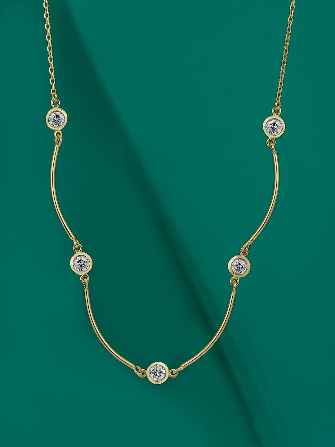 Carlton London 18Kt Gold Plated with Curve Bar Minimal Necklace