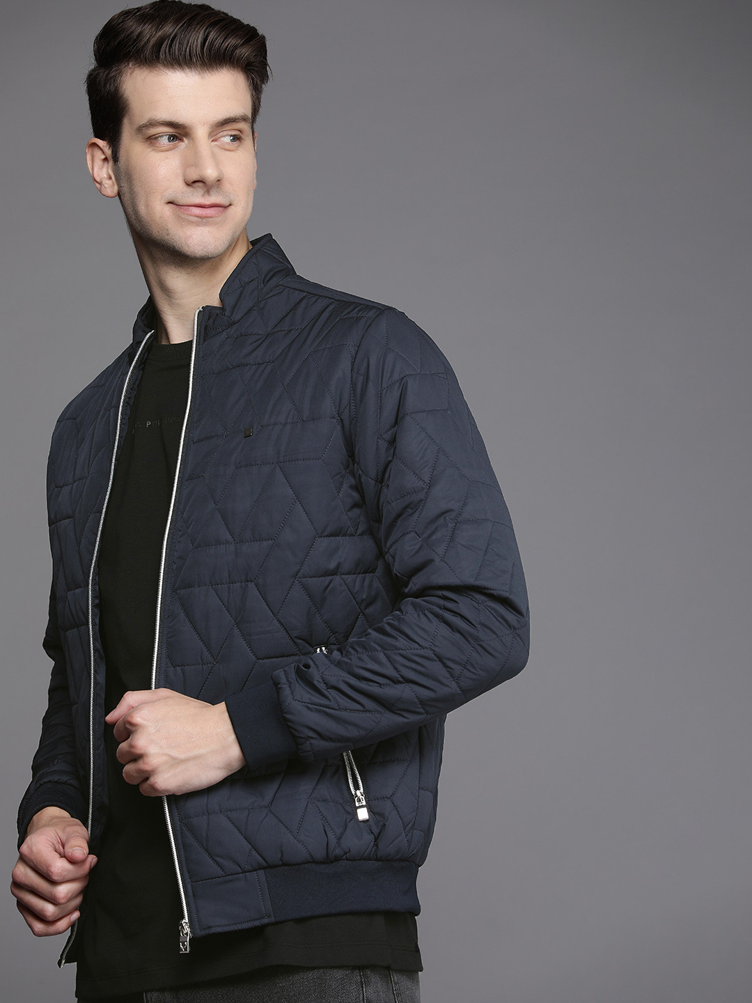 Allen Solly Self Design Bomber Jacket