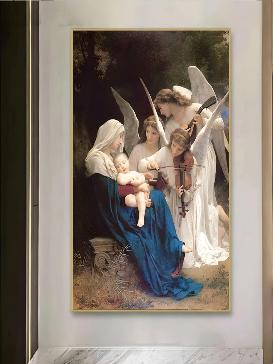 THE HANDMADE FLAIR Crystal Porcelain Blue & White Song of the Angels Painting Wall Art