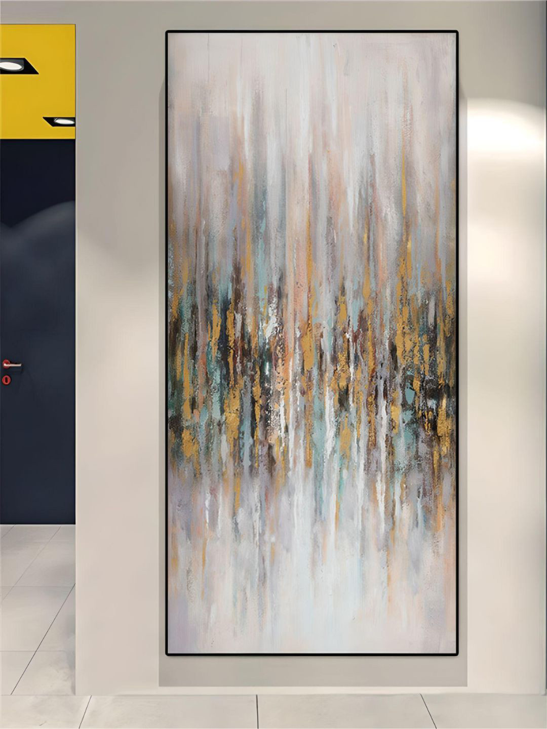 THE HANDMADE FLAIR Grey & Beige Crystal Porcelain Abstract Nordic Style Wall Art