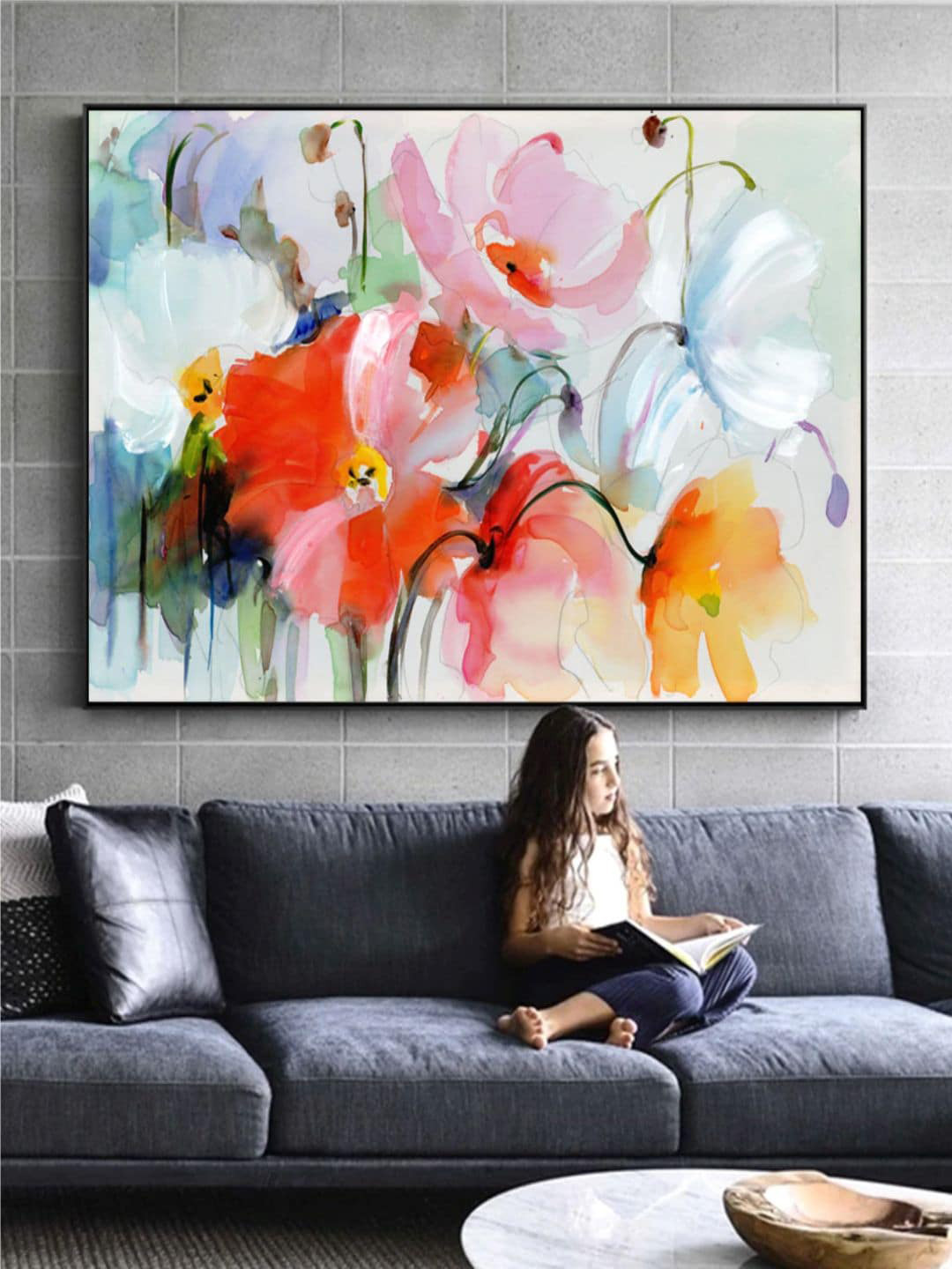 THE HANDMADE FLAIR Crystal Porcelain Rose-Pink & Red Floral Painting Wall Art