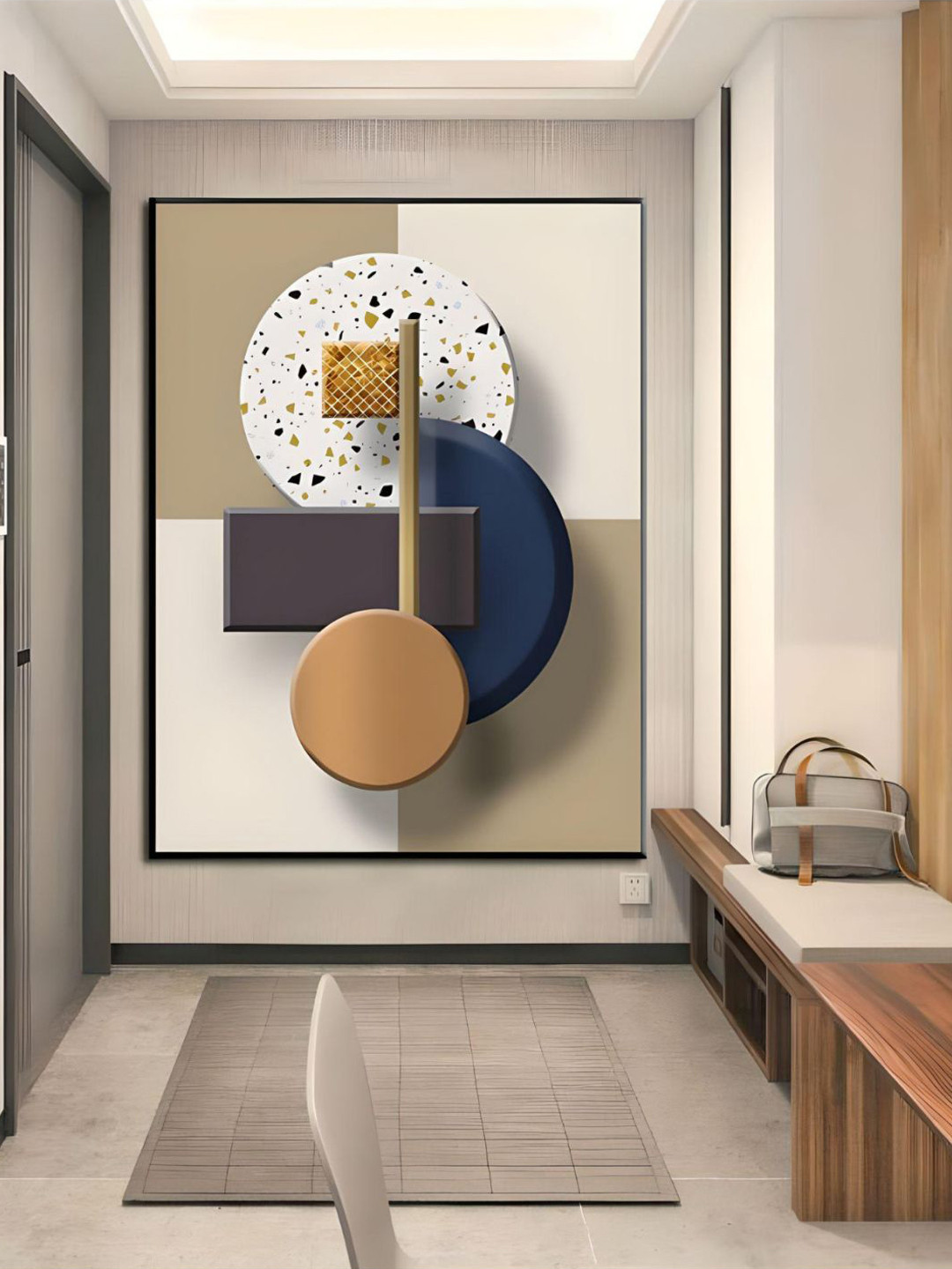 THE HANDMADE FLAIR Tan & Beige Printed Framed Wall Art