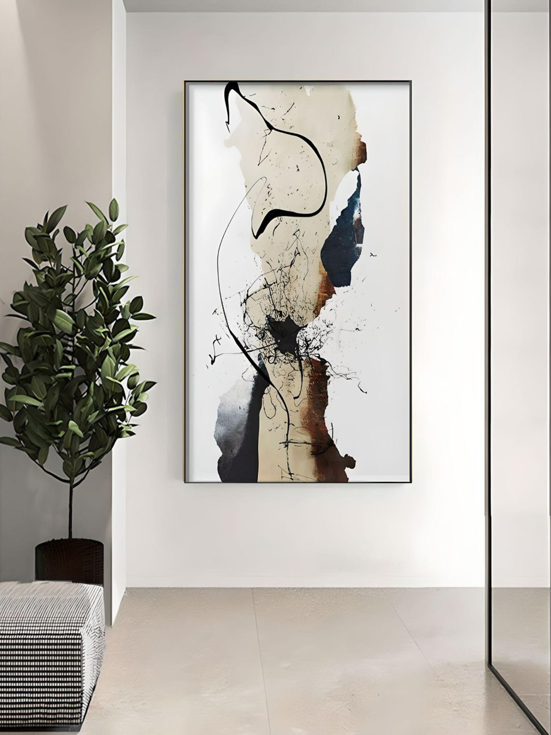 THE HANDMADE FLAIR Beige Neutral Printed Framed Wall Art