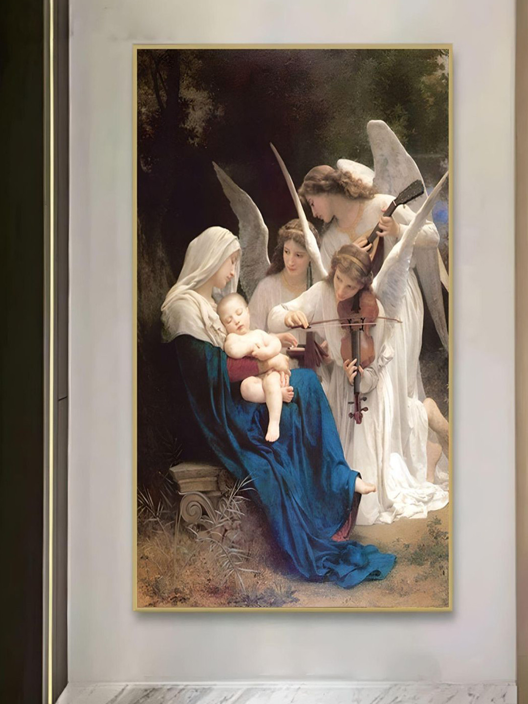 THE HANDMADE FLAIR Brown & White Song of the Angels Painting Wall Art