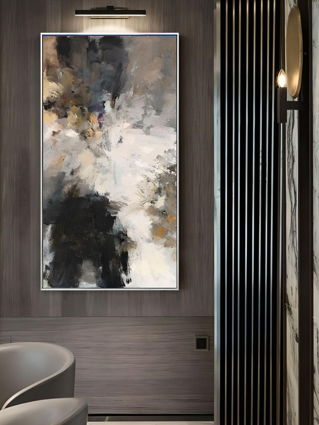 THE HANDMADE FLAIR Black & White Modern Urban Abstract Painting Wall Art