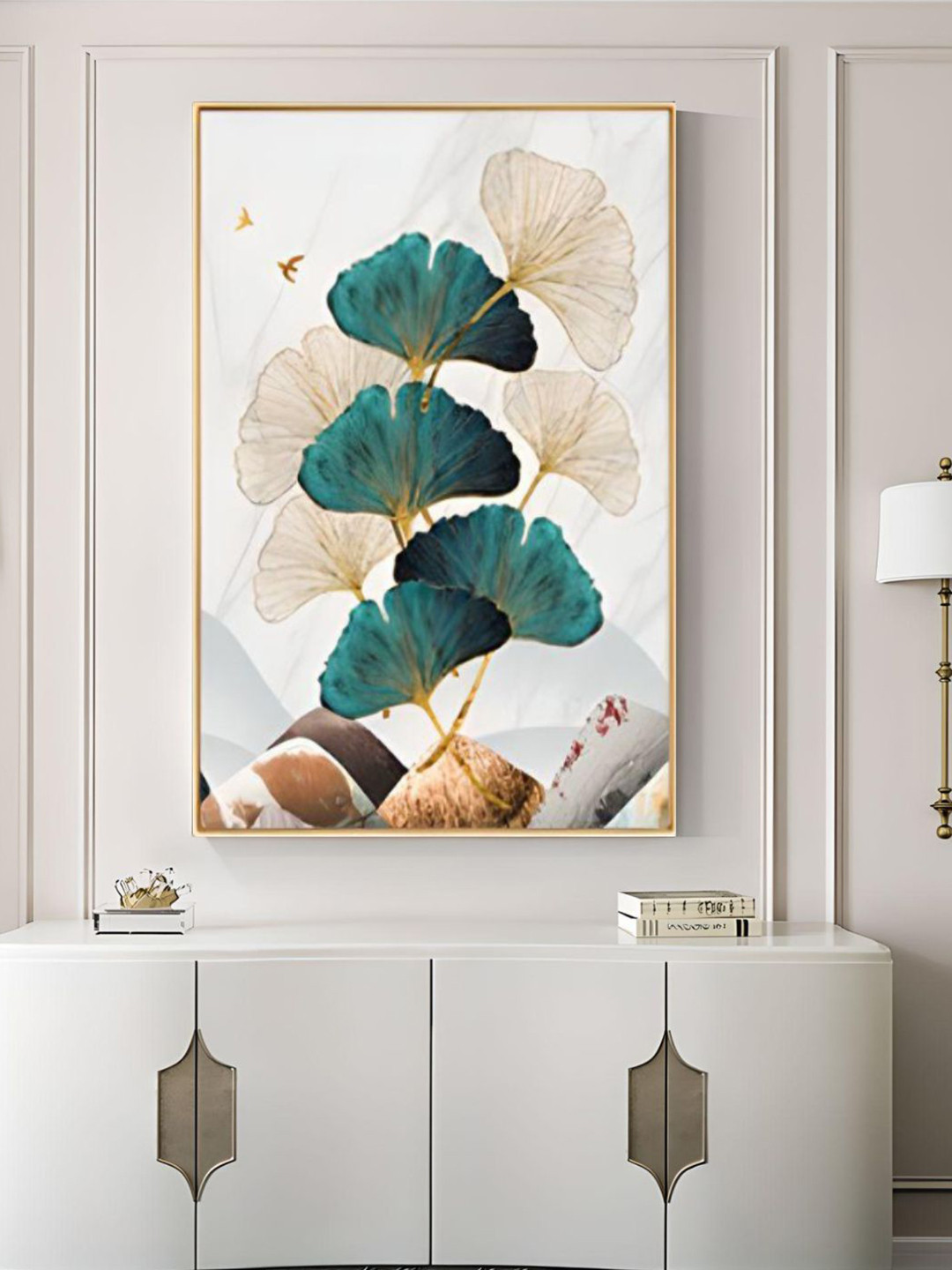 THE HANDMADE FLAIR Crystal Porcelain Off White Crystal Porcelain Landscape Framed Wall Art