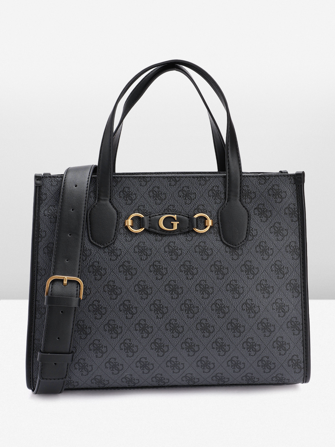 GUESS Brand Logo Printed Structured Handheld Bag