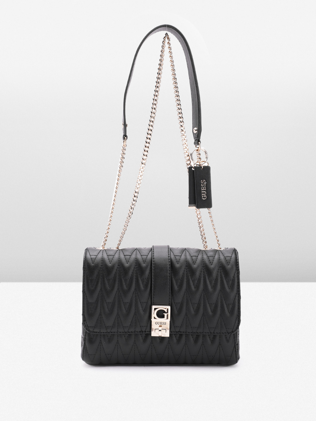GUESS Quilted Detail Structured Shoulder Bag