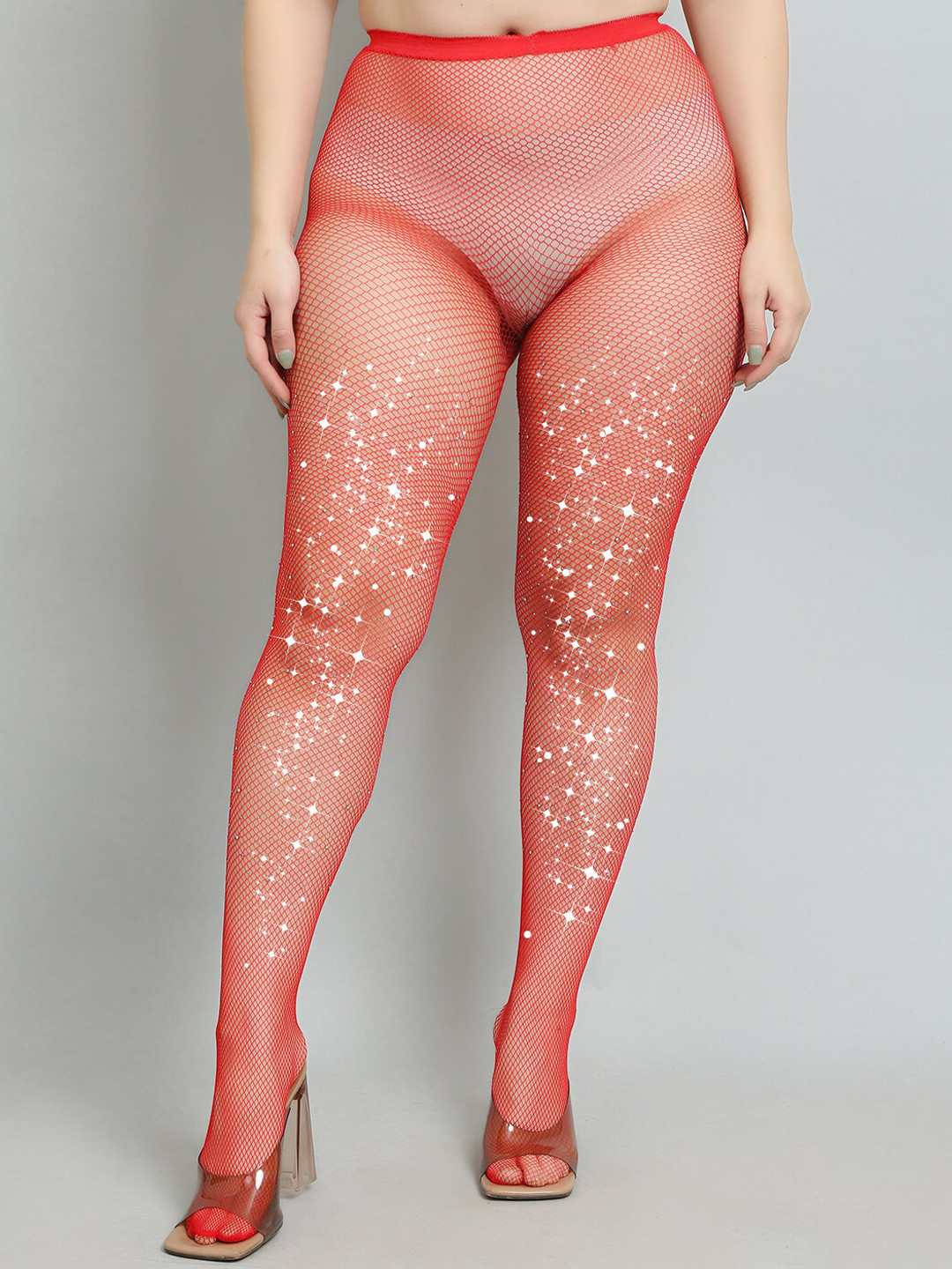 COLOR STYLE Women Self Design Rinestone Stockings