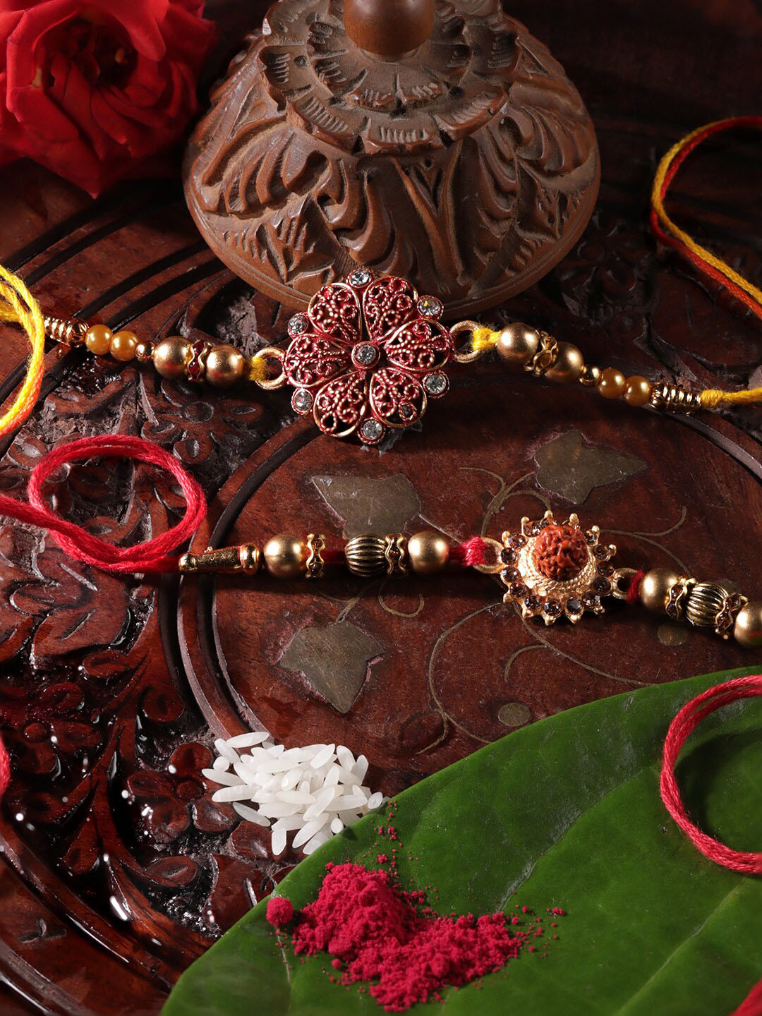 Rubans Forever United Set Of 2 Crystal-Studded & Beaded Rakhi