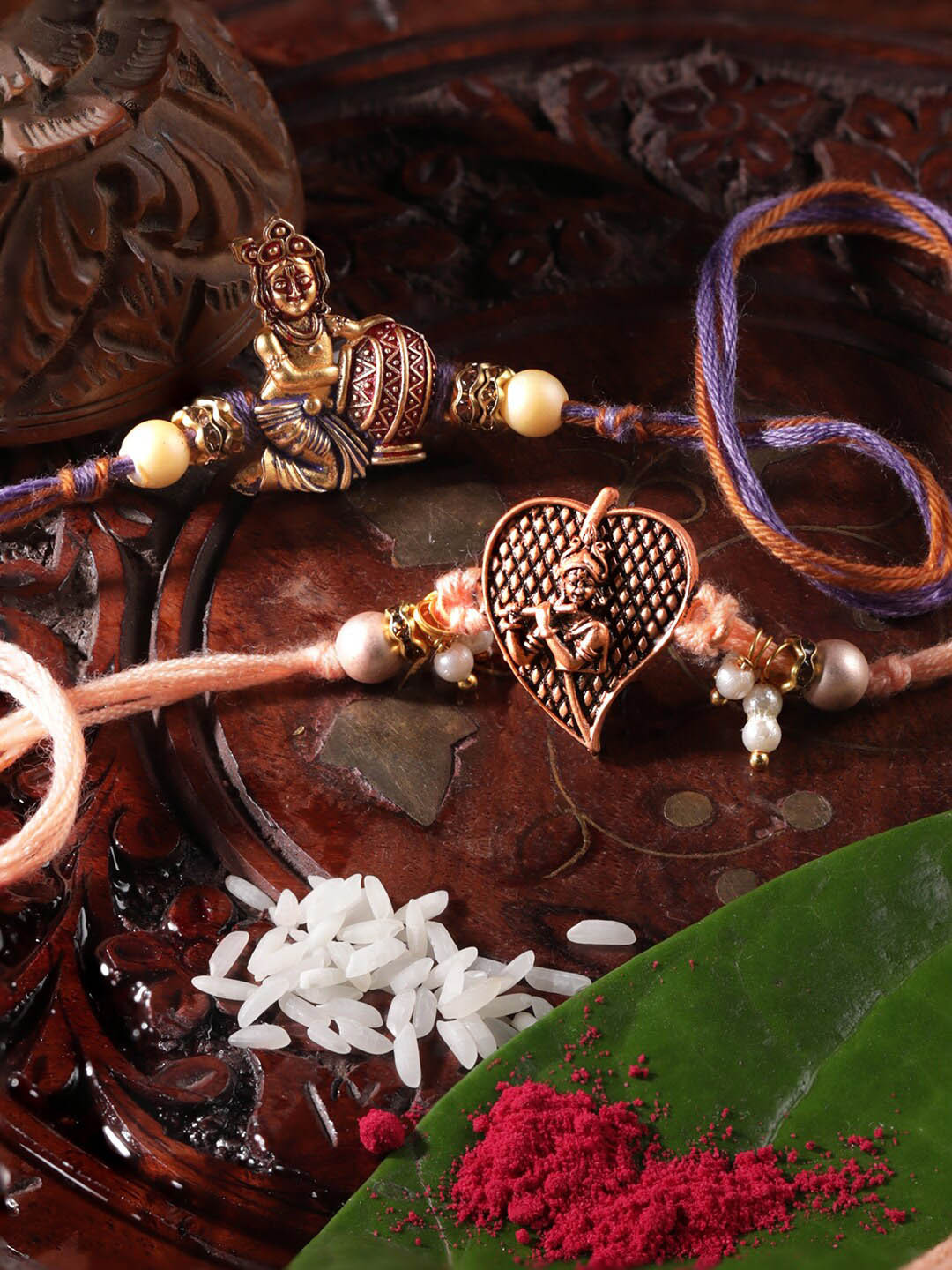 Rubans Divine Blessings Set Of 2 Lord Krishna Charm Rakhi