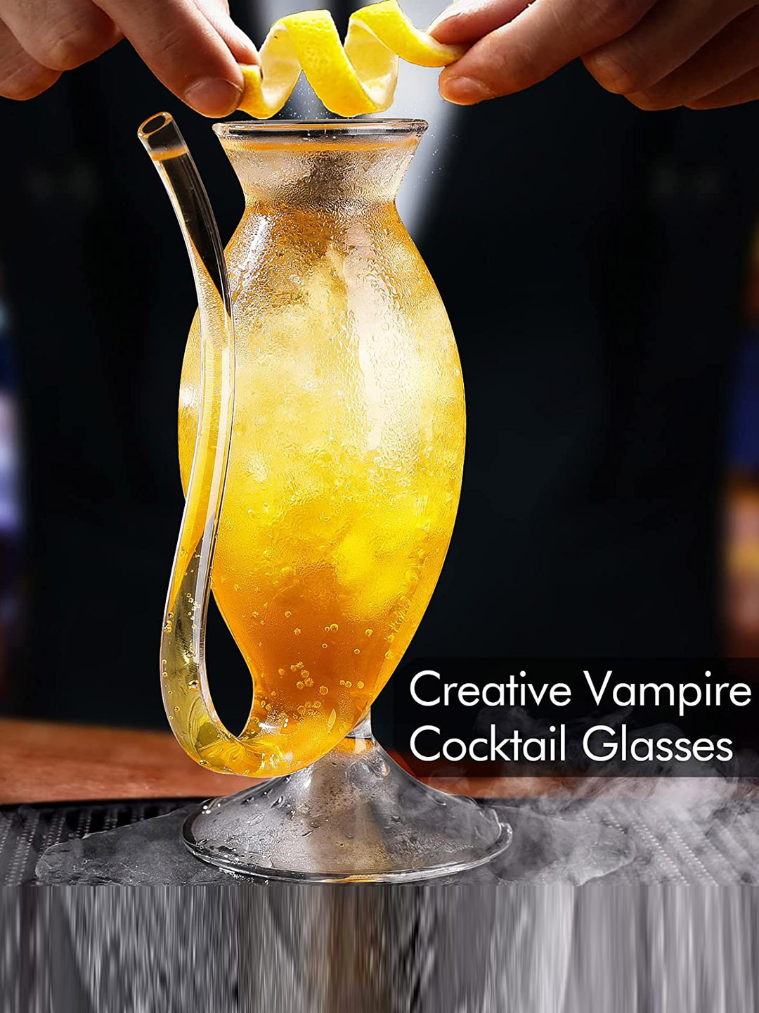 MELBIFY Transparent 2-Pieces Glass Vampire Cocktail Glass 500ml