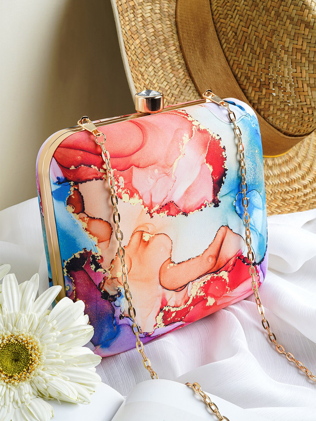 JOKER & WITCH Printed Box Clutch With Sling Strap