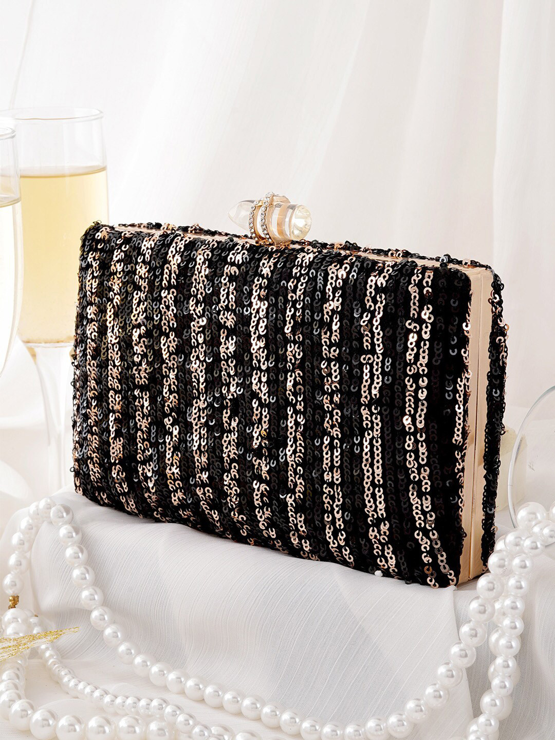 JOKER & WITCH Embellished Box Clutch With Sling Strap