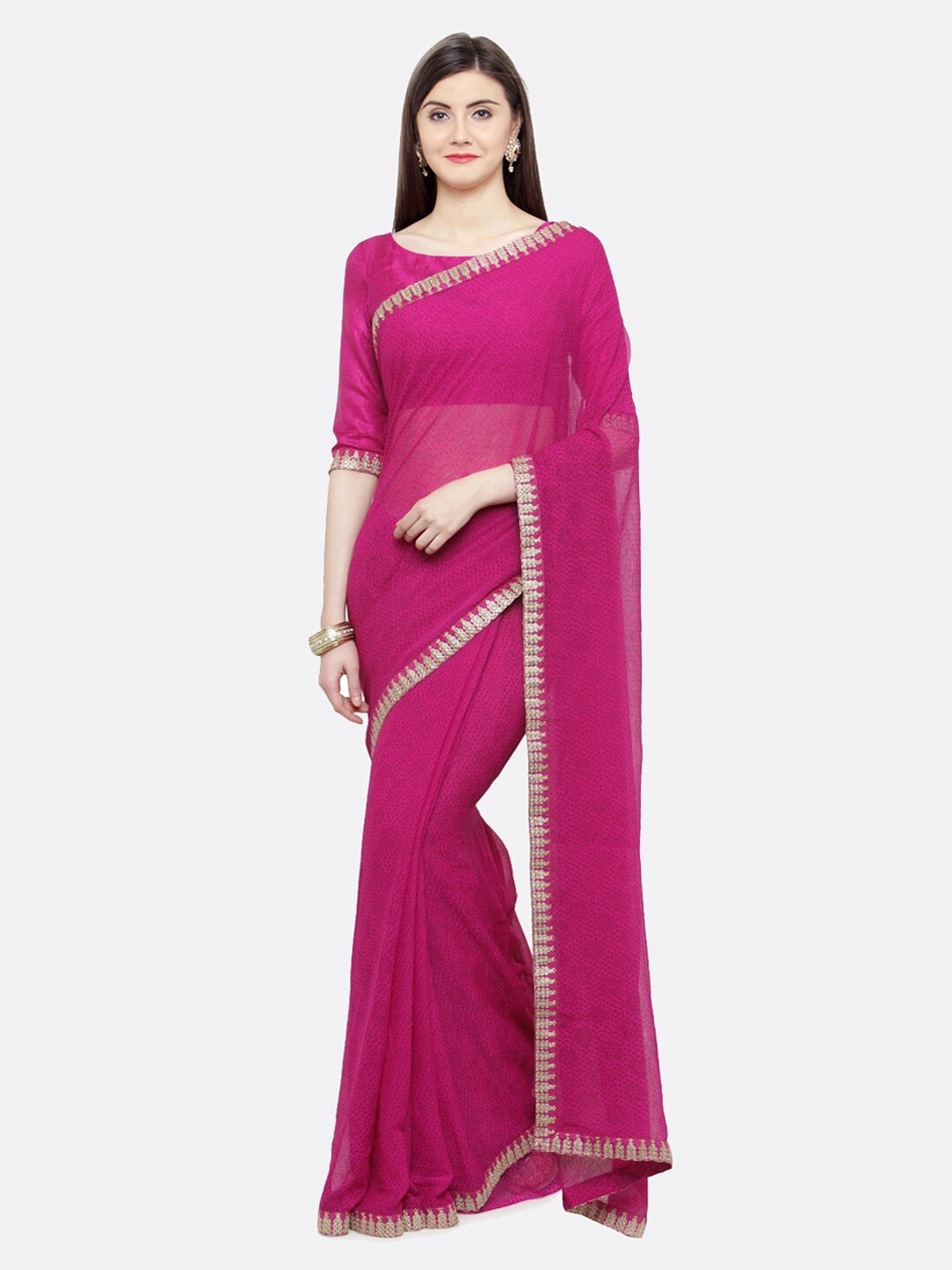KALINI Purple Embroidered Pure Georgette Saree