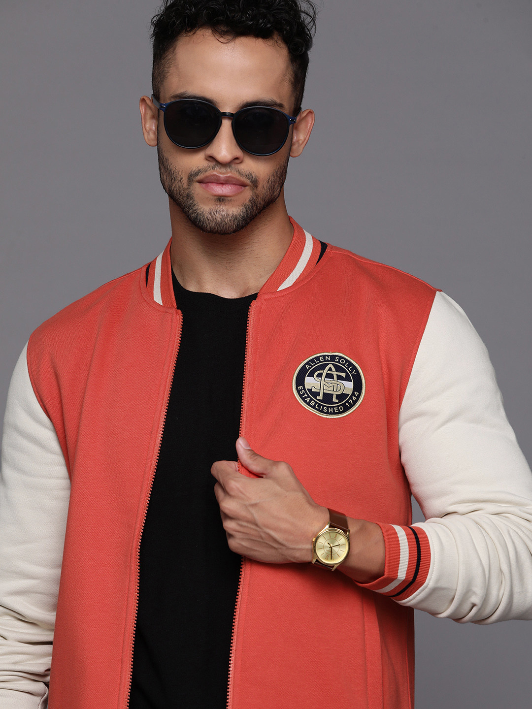 Allen Solly Brand Logo Embroidered Varsity Sweatshirt