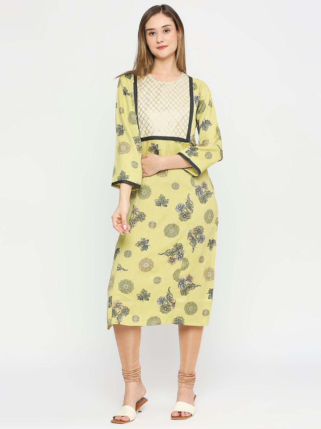 MeeMee Printed Cotton Maternity Kurta with Feeding Zip