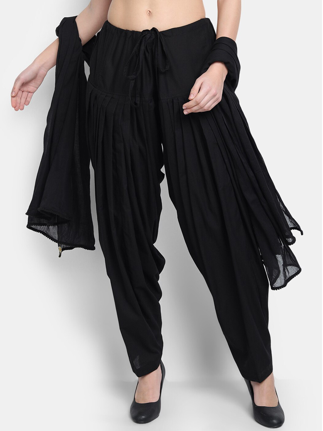 SUTI Pleated Loose Fit Cotton Patiala Salwar and Dupatta