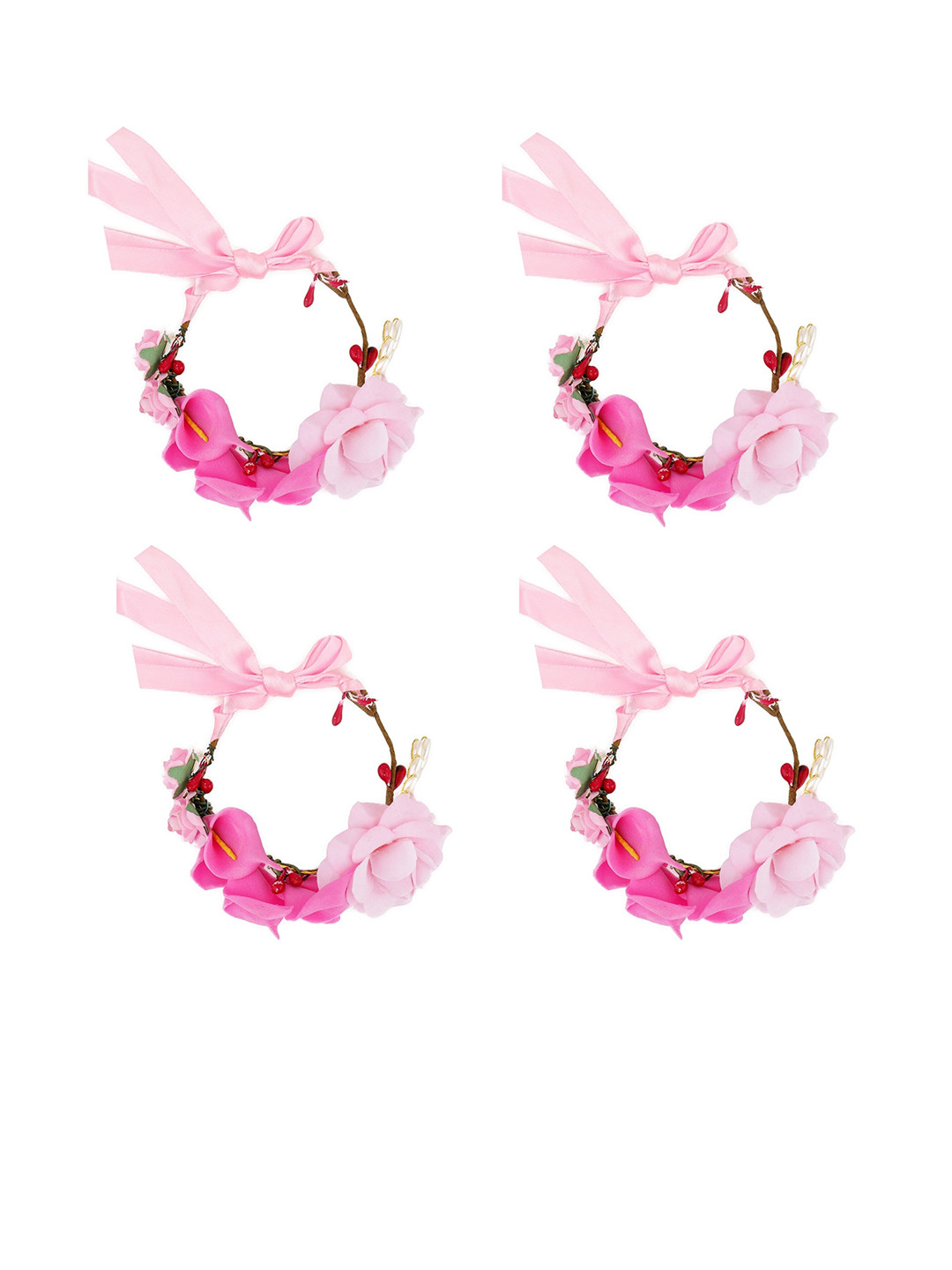 Sanjog Unisex Set Of 4 Flower Charm Rakhi