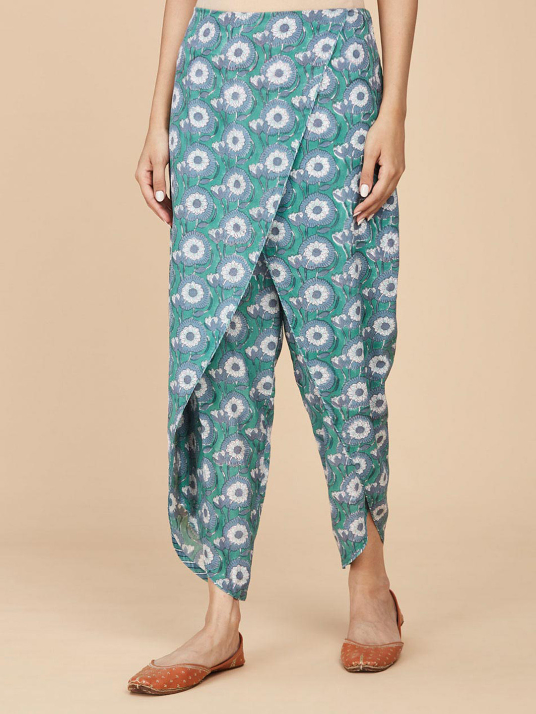 Fabindia Floral Printed Wrap-Style Dhoti Pants