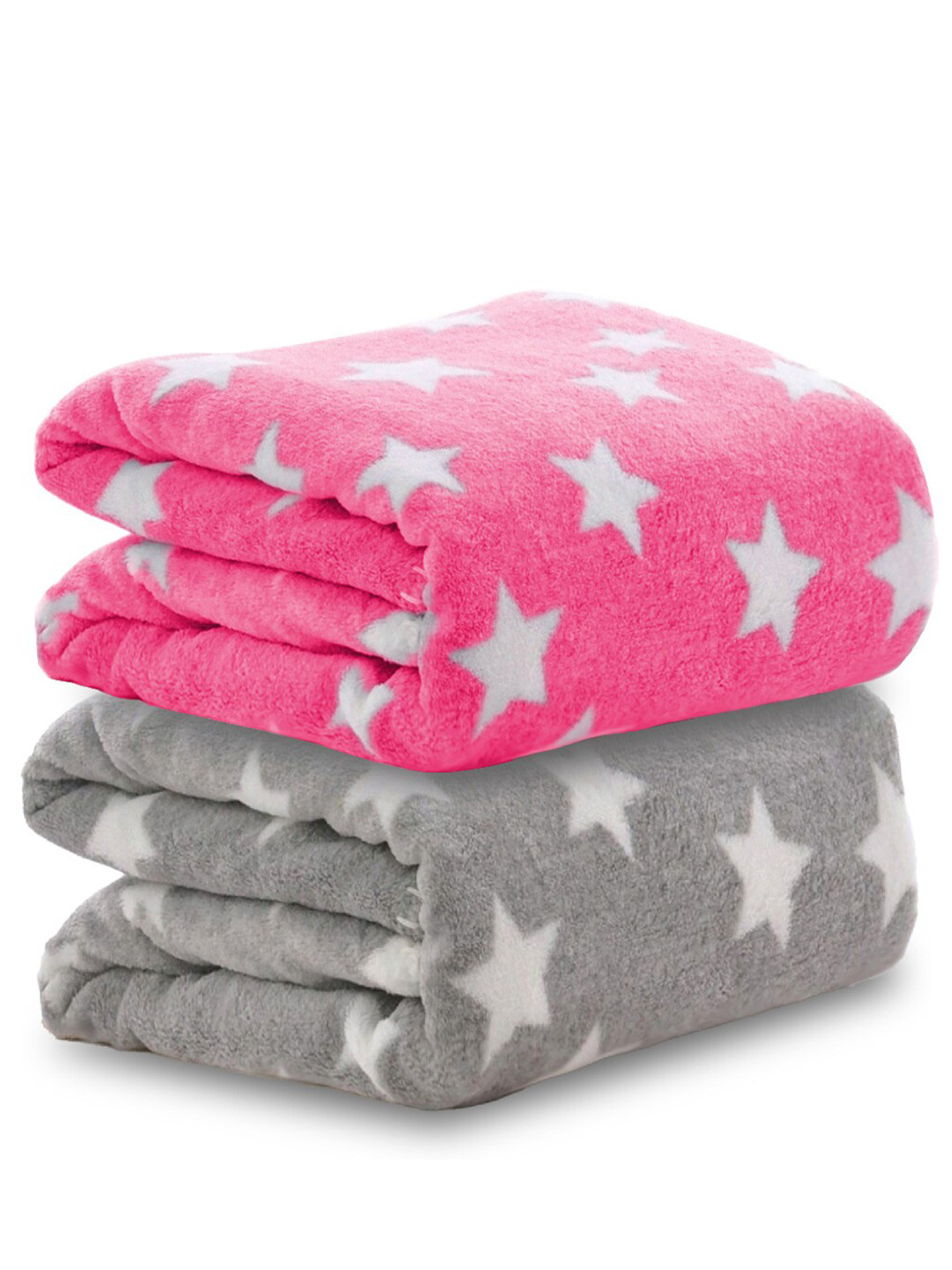 OyO Baby Infants Kids Pink Pack of 2 Printed Fleece AC Room Reversible Baby Blankets