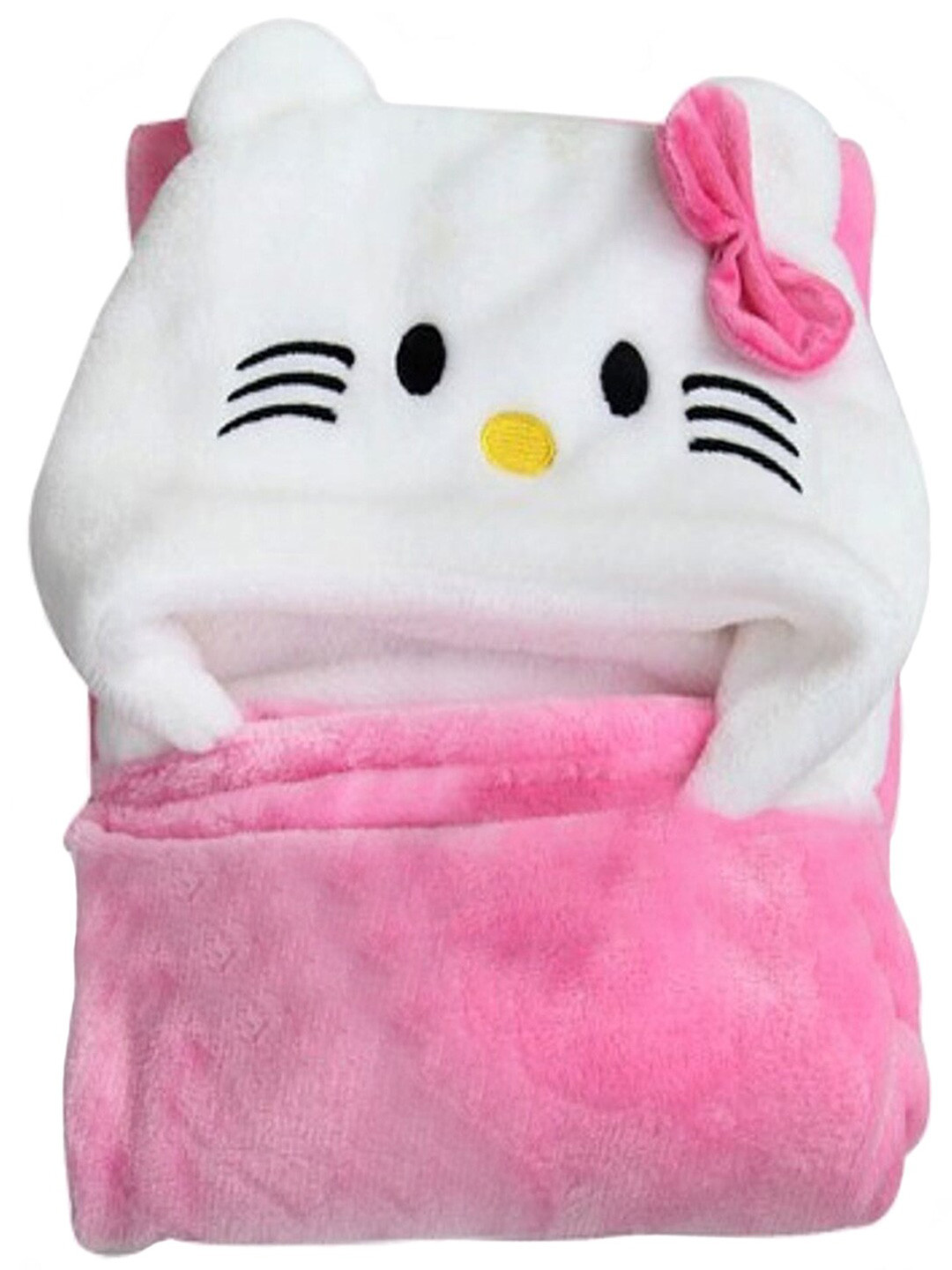 OyO Baby Infants Kids Pink & White Kitty Fleece AC Room Baby Blanket