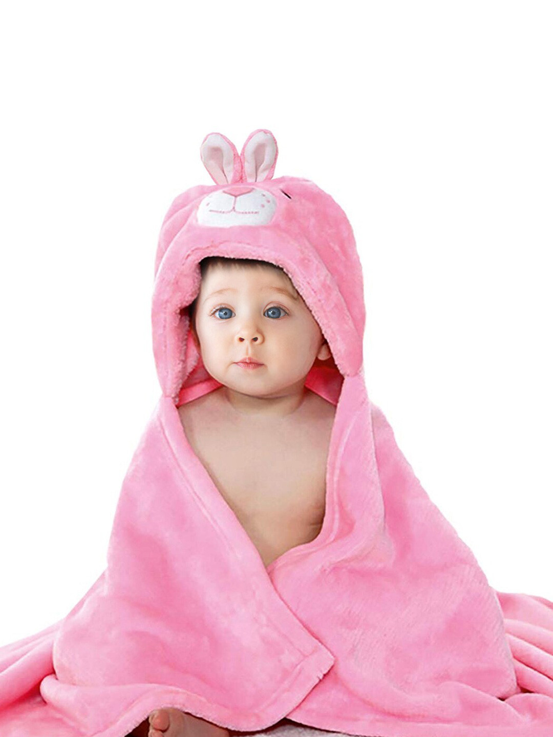 OyO Baby Infants Kids Pink & White Rabbit Fleece AC Room Baby Blanket