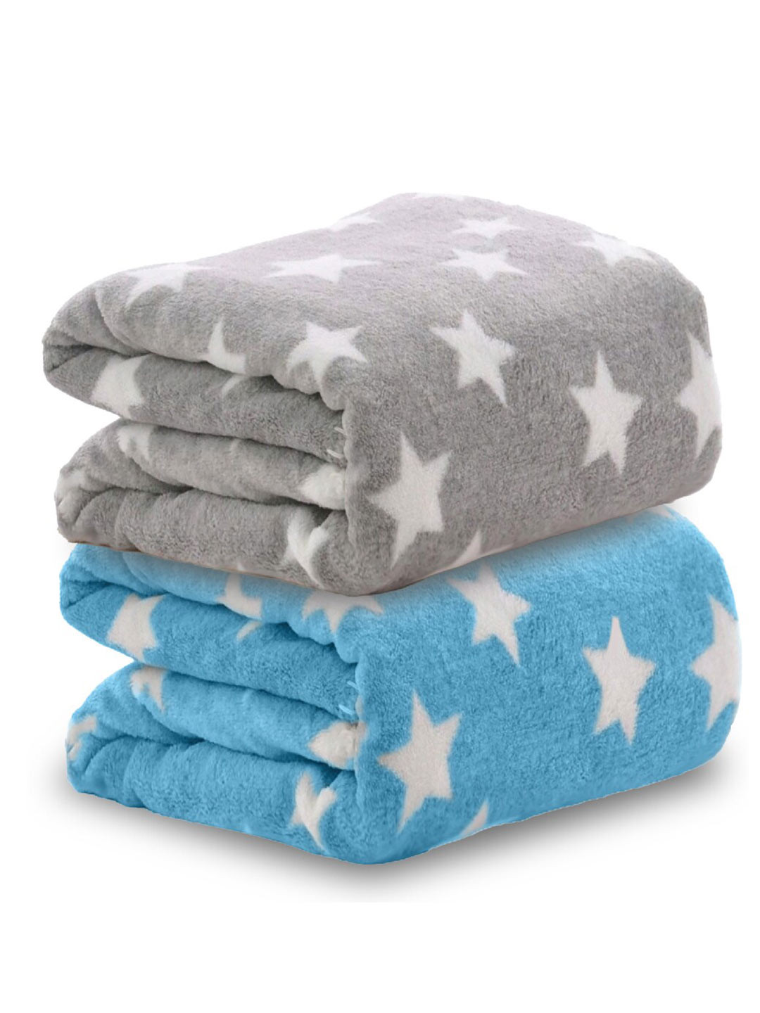 OyO Baby Blue & Grey 2 Pieces Infants Kids Printed Ac Room Square Baby Blanket